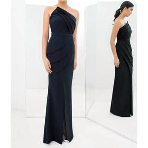 NEW DAYMOR pleated strapless dress in navy